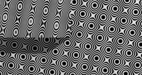 Render with black and white psychedelic background with circles