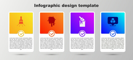 Set Paint brush, spray, bucket with and RGB and CMYK color mixing. Business infographic template. Vector