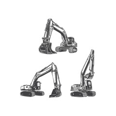 excavator set illustration