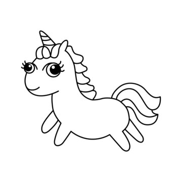 Unicorn cartoon coloring page illustration vector. For kids coloring book.