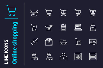 Online shopping and making order icons set