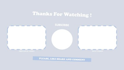 End Screen Youtube Channel  Template with Gray Background and Simple Theme for Business and Education Vlog
