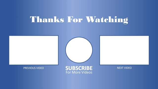 End Screen Youtube Channel Template with Blue Background and Simple Theme. Suitable for Business and Education Vlog