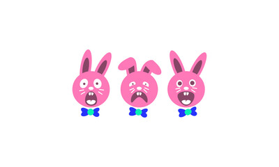 vector graphic illustration logo design for emoticon mascot character pink rabbit 