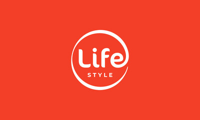 vector graphic illustration design for simple typography emblem logo life style in orange background