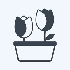 Icon Tulips in Pot. suitable for Spring symbol. glyph style. simple design editable. design template vector. simple symbol illustration