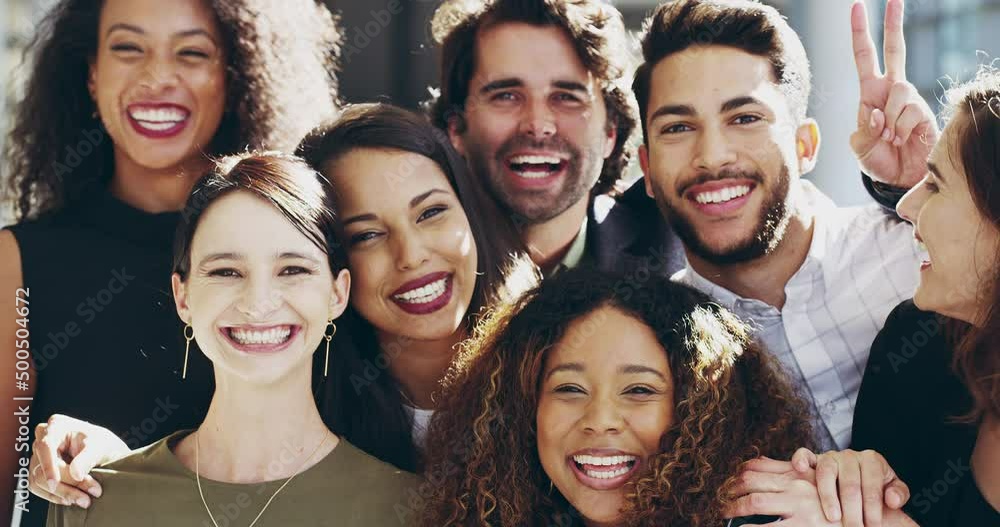 Poster Peace yall. 4k video footage of a group of businesspeople giving the peace sign while standing in their office.