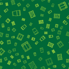 Set line Drum, and Stereo speaker on seamless pattern. Vector