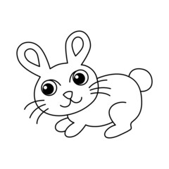 Cute rabbit cartoon coloring page illustration vector. For kids coloring book.