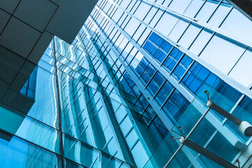 Obraz premium low angle view of skyscrapers in city of China.