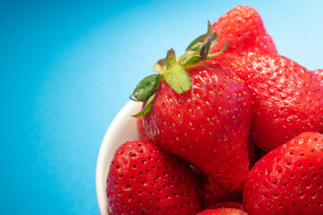strawberries on a blue background