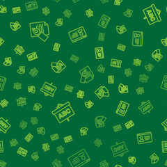 Set line Exam sheet and pencil, Chalkboard and Online class on seamless pattern. Vector