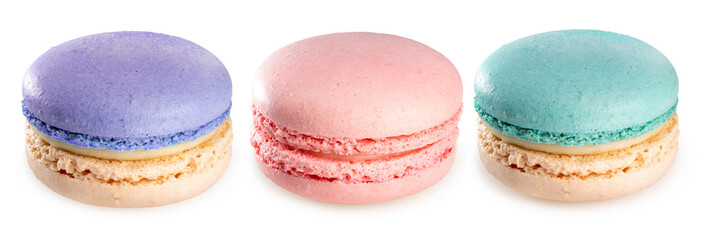  Colourful Macaron isolated on white backgroundม Macaron Isolated on White background With clipping path.