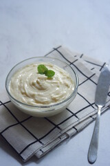 a bowl of diplomat cream 