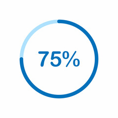 pie chart circle percentage diagram 75 percent (75%) for ui web and graphic design vector illustration
