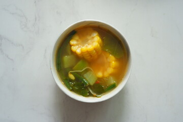 a bowl of vegetable soup 