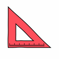 hand drawn of triangular ruler vector icon isolated on white background