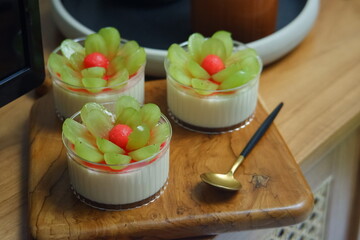 fruit pudding in cup 