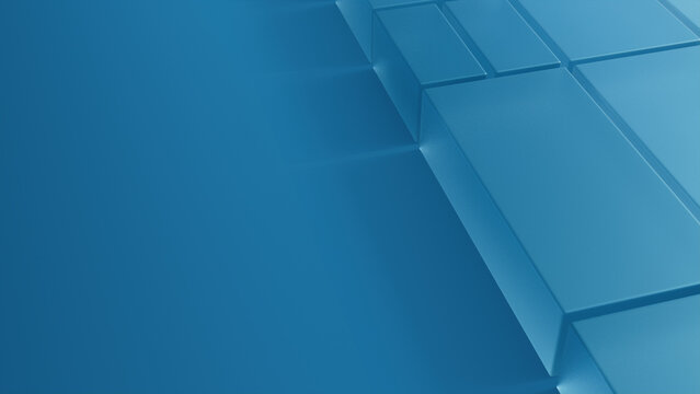 Translucent Shapes on a Blue Surface. Innovative Tech Concept with space for text. 3D Render.
