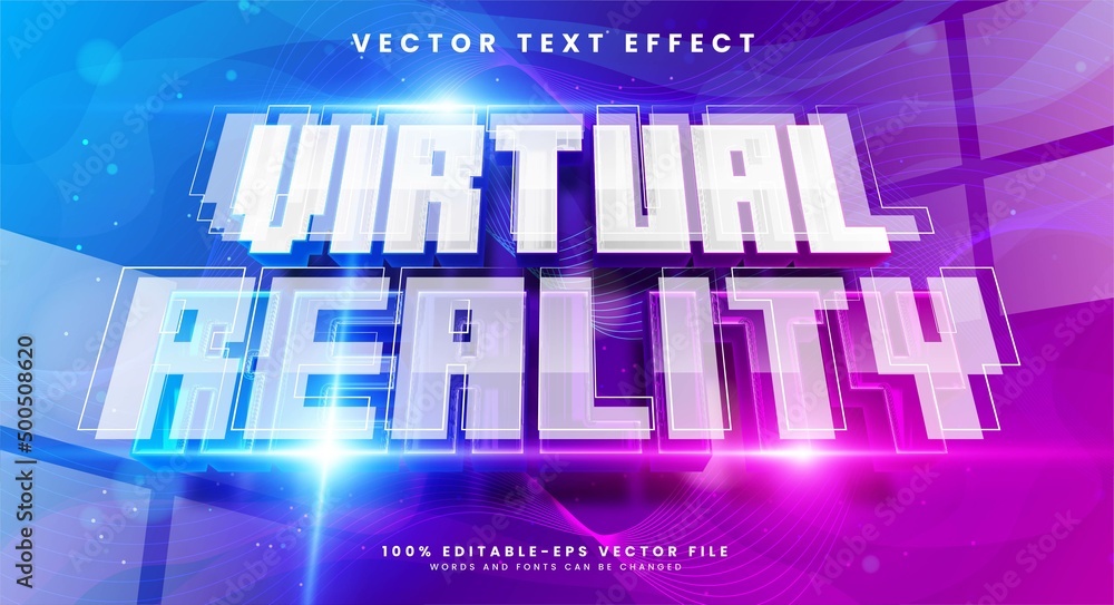 Poster virtual reality 3d editable text effect suitable for digital technology theme.