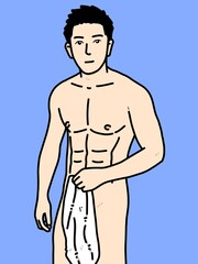 Fototapeta premium cute man cartoon on blue background