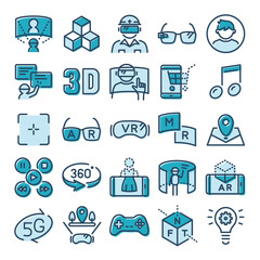 XR　extended reality　VR・AR・MR	アイコンセット