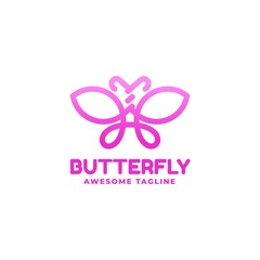 Vector Logo Illustration Butterfly Gradient Line Art Style.
