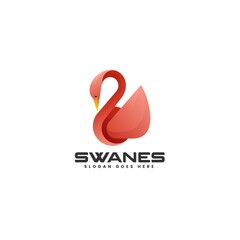 Vector Logo Illustration Swan Gradient Colorful Style.