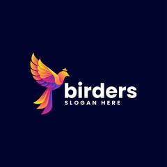 Vector Logo Illustration Bird Gradient Colorful Style.