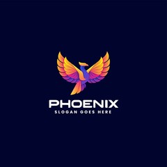 Vector Logo Illustration Phoenix Gradient Colorful Style.