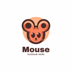 Vector Logo Illustration Mouse Simple Mascot Style.