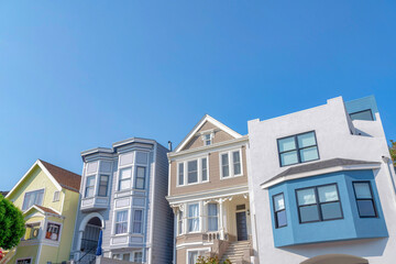 Exterior of houses with different architectural designs at the suburbs in San Francisco, CA