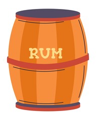 Rum alcoholic beverage preserved in wooden barrel