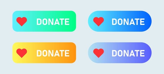 Donate button icon. Collection of donate icon in gradient colors.