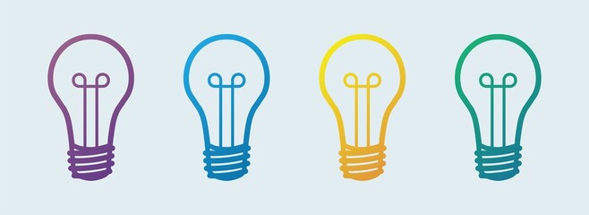 Colourful lamp line icon set. Idea lamp sign vector.