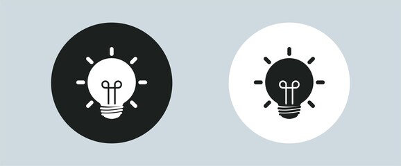 Lamp bulb idea icon in black and white colours.