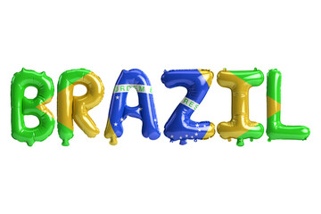 3d illustration of Brazil-letter balloons with flags color isolated on white