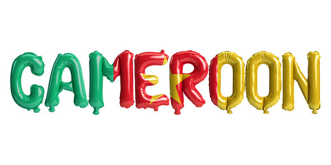 3d illustration of Cameroon-letter balloons with flags color isolated on white