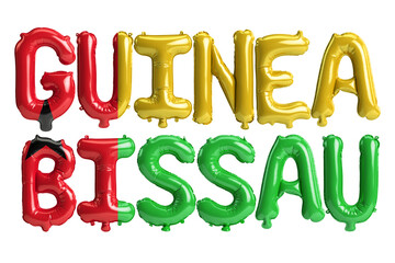 3d illustration of Guinea Bissau-letter balloons with flags color isolated on white