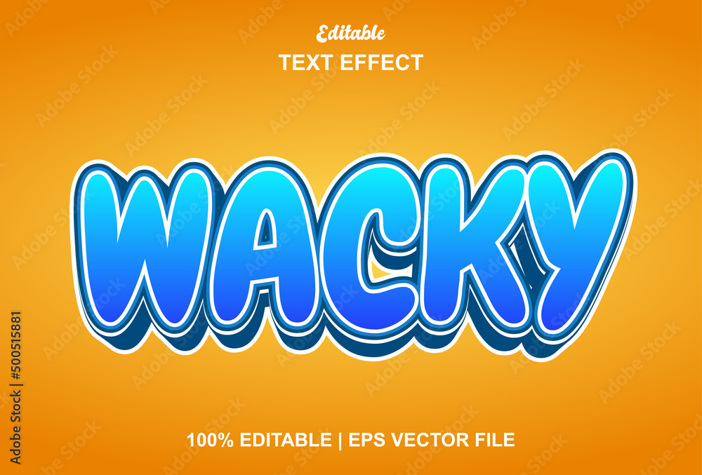 Poster wacky text effect with orange color 3d style.