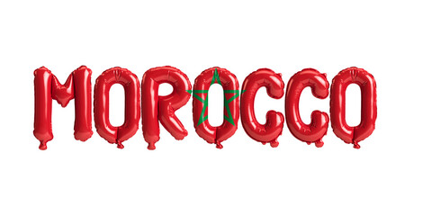 3d illustration of Morocco-letter balloons with flags color isolated on white