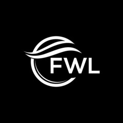 FWL letter logo design on black background. FWL  creative initials letter logo concept. FWL letter design.