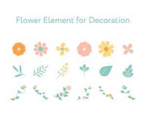 Pastel cute flower element for decoration or printing