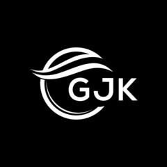 GJK letter logo design on black background. GJK  creative initials letter logo concept. GJK letter design.
