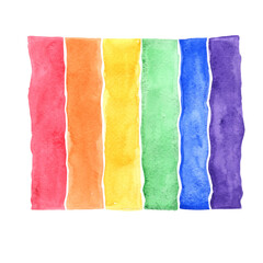 Colorful rainbow banner watercolor illustration for decoration on fairy tales and LGBTQ concept.