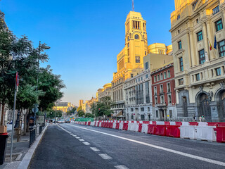 Fototapeta na wymiar Beautiful view of the Streets and baroque buildings is Madrid Spain