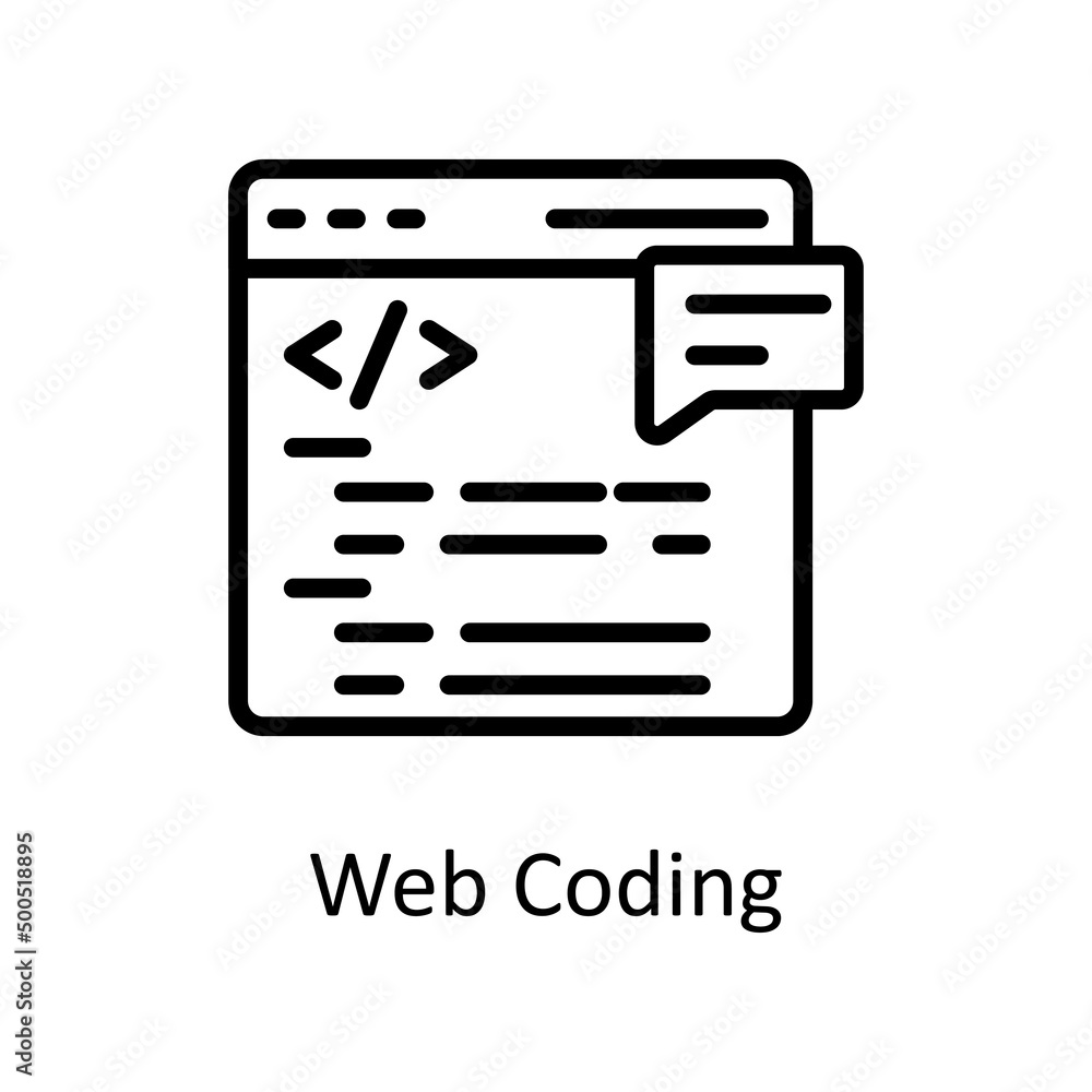 Poster web coding vector outline icon design illustration. creative process symbol on white background eps 