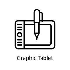 Graphic Tablet vector Outline Icon Design illustration. Creative Process Symbol on White background EPS 10 File