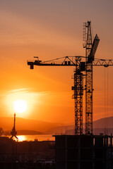 Fototapeta premium View of a construction site with a crane