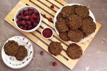 Oatmeal cookies with berries. Delicious sweet dessert.